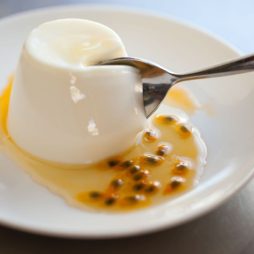 Coconut Pannacotta with Passionfruit Syrup