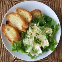 Broiled Feta with Fennel and Mixed Microgreens