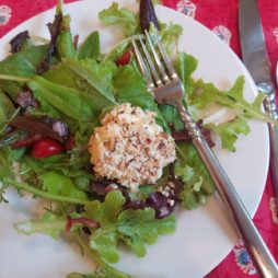 Fresh Greens and Cherry Salad with Warm Goat Cheese