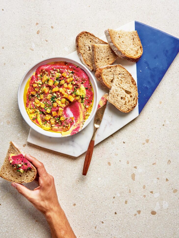 Pink and Gold Beet Dip with Pine Nuts