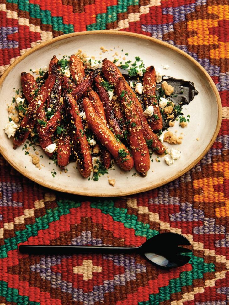 Triple-Sesame Carrots with Goat Cheese