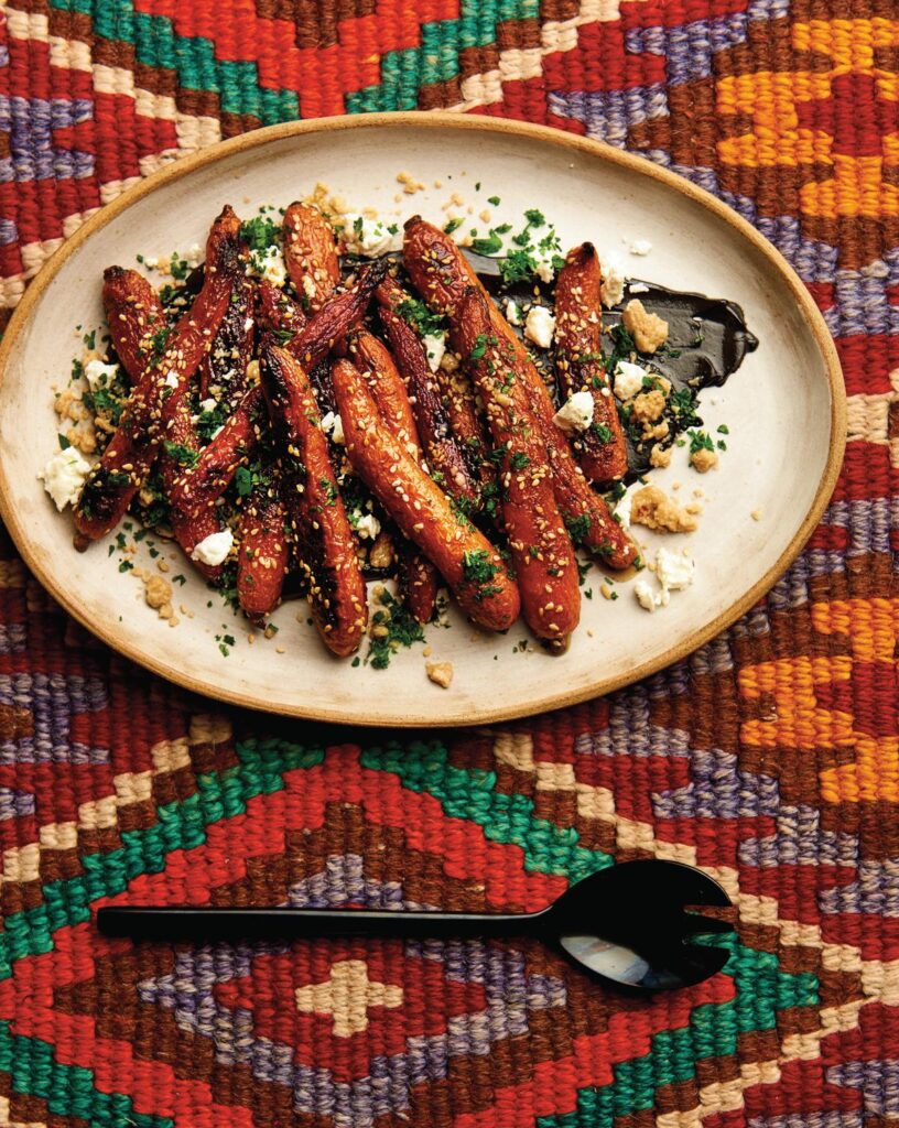 Triple-Sesame Carrots with Goat Cheese