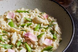 Rose Risotto with Crab and Snap Peas
