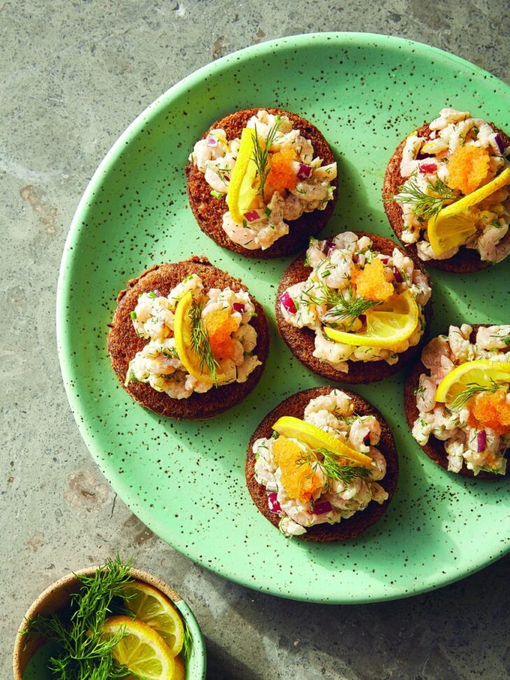 Swedish Shrimp Salad on Rye Toast